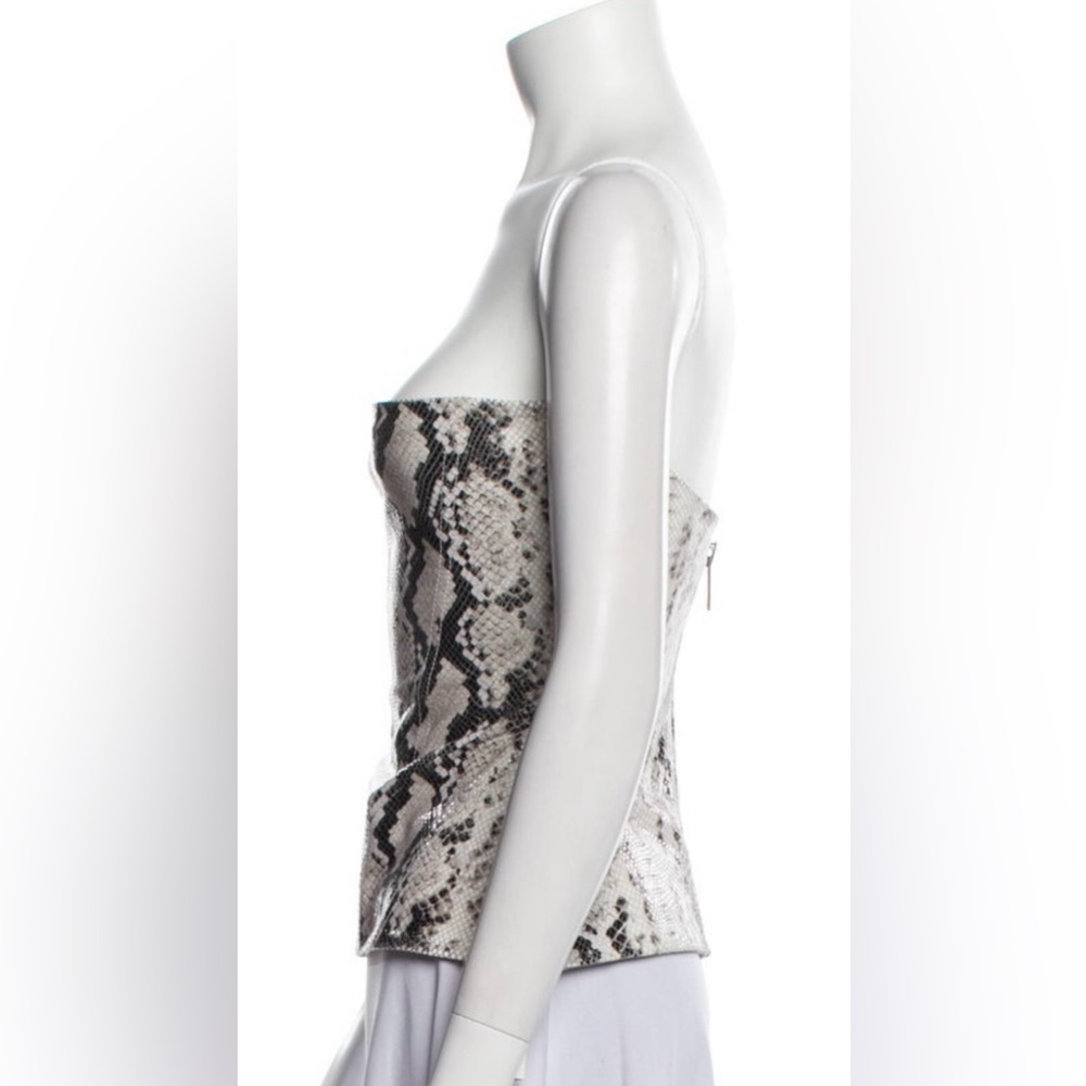 Retrofete Leather Snakeskin Print Sleeveless Corset Top - Picture 2 of 12